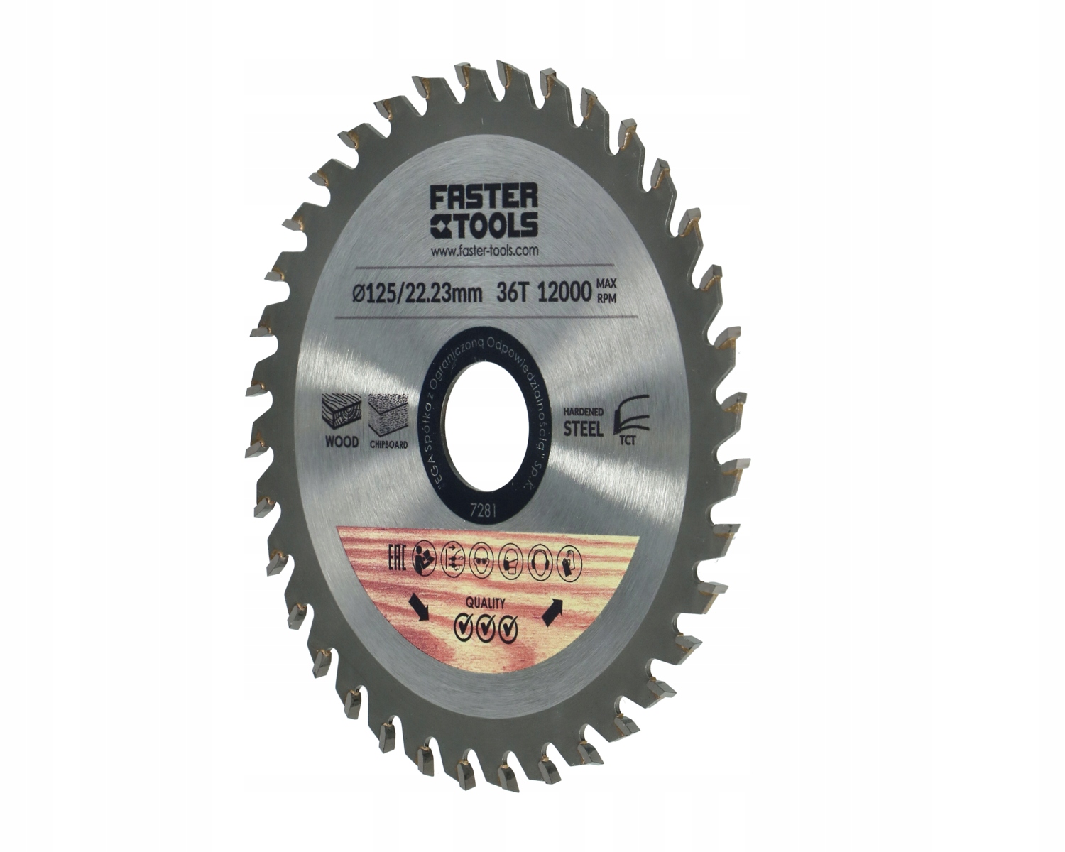 FASTER TOOLS TARCZA WIDIOWA 125MMx22,2MM 7282 Zastosowanie drewno