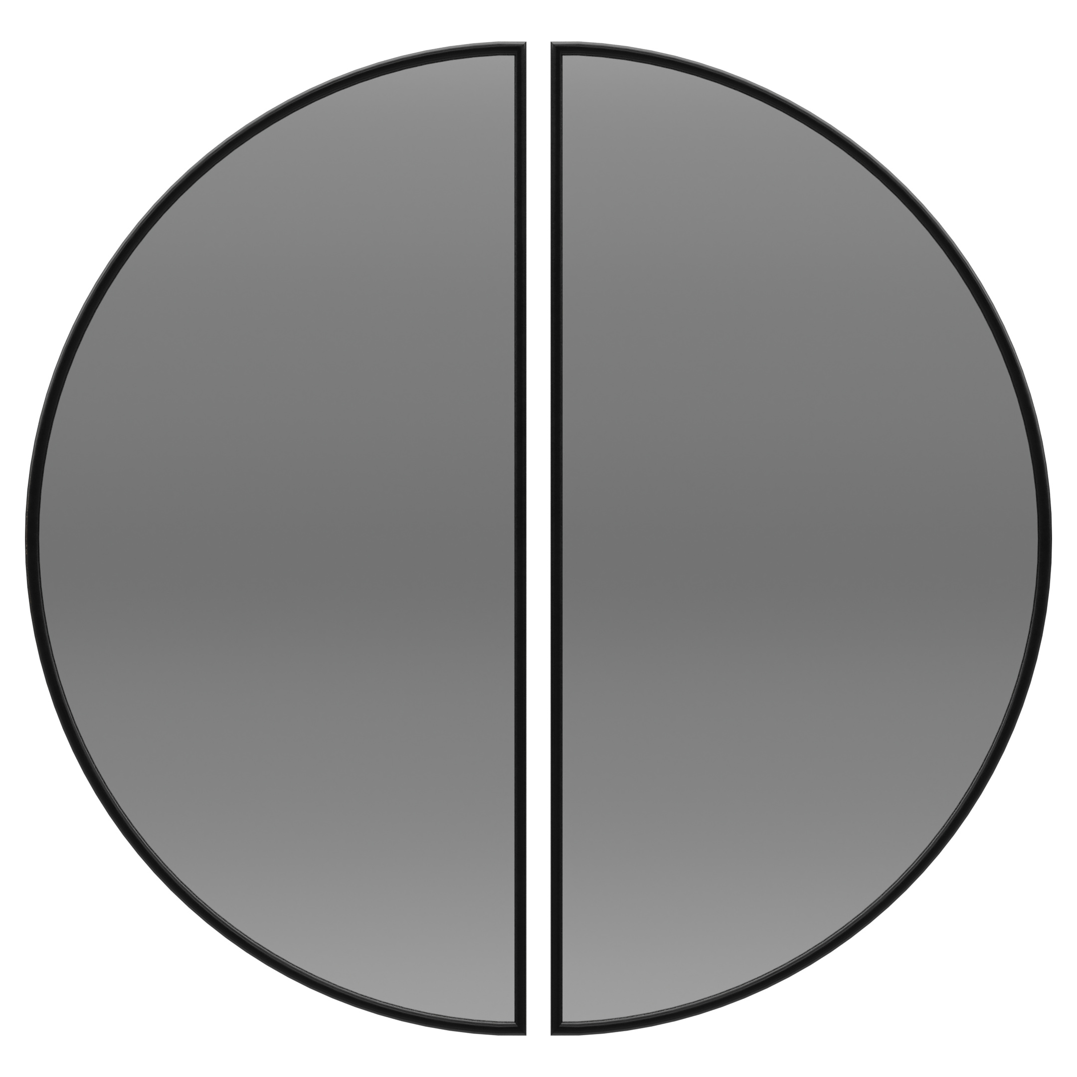 Sada dvou zrcadel Hilda s polovinou kola v černém rámu Mdf Slim Fi 160 cm