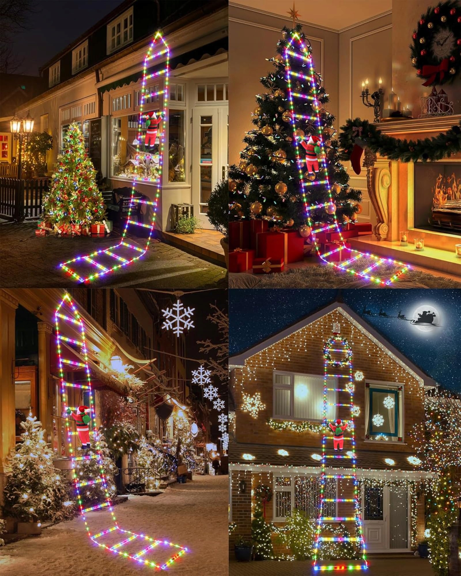 ISHABAO LAMPKI ŚWIĄTECZNE DRABINA TIMER 8 TRYBÓW KOLOROWE 3M 300 LED — miniatura 3
