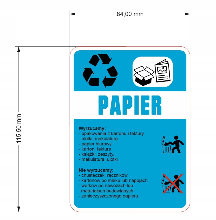 Naklejki na kosze kosz segregacja śmieci 8x11,5cm Marka inna