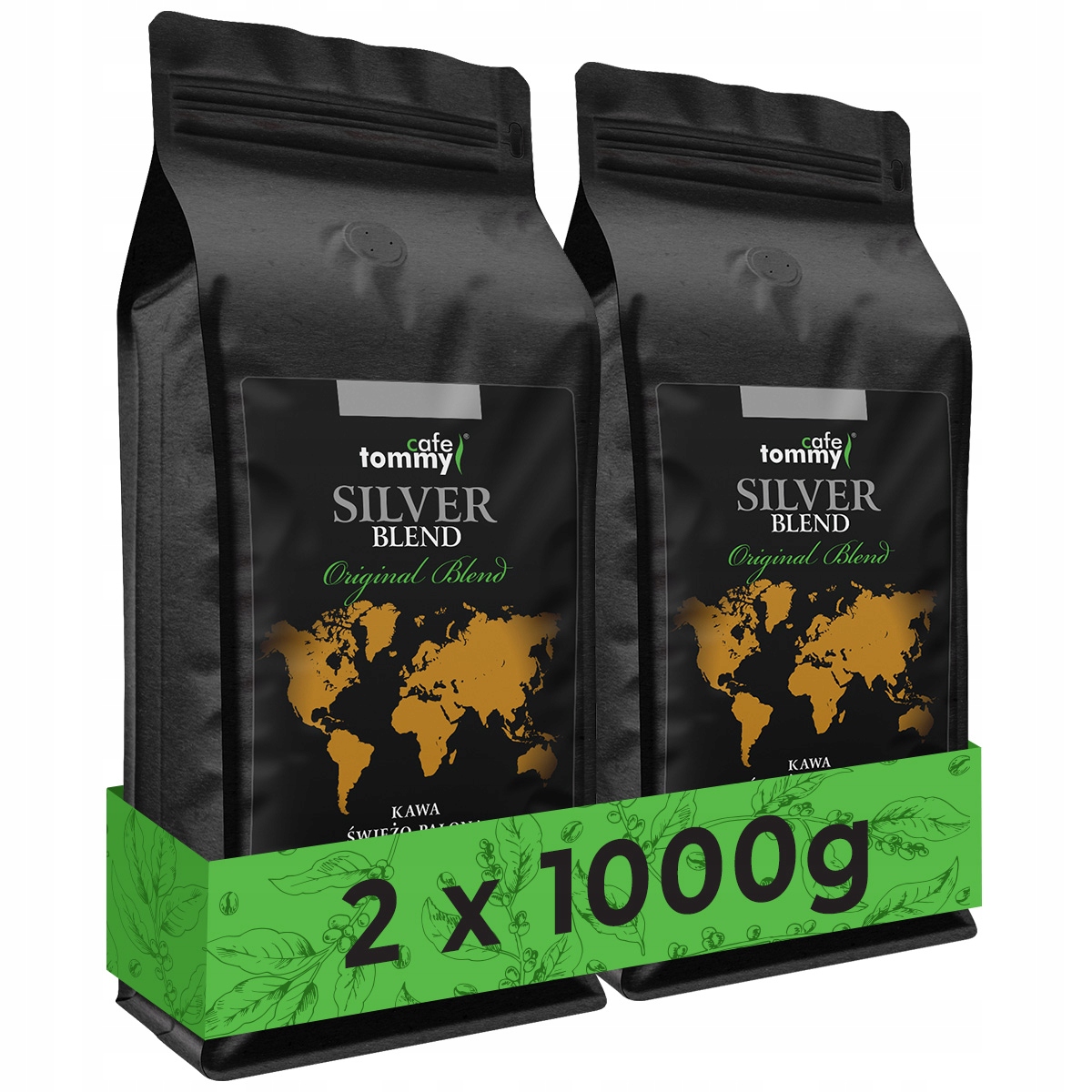 Levně Káva zrnková 2x1 kg Čerstvě pražená do kávovaru Crema Silver Blend