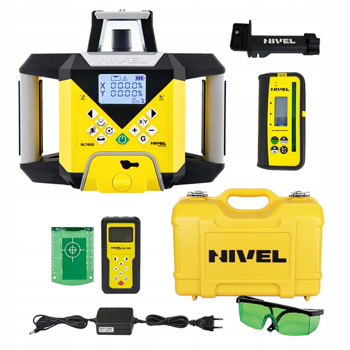NIVEL SYSTEM NL740G NIWELATOR OBROTOWY LCD + SPADKI10% +AUTOWPASOWANIE 700m