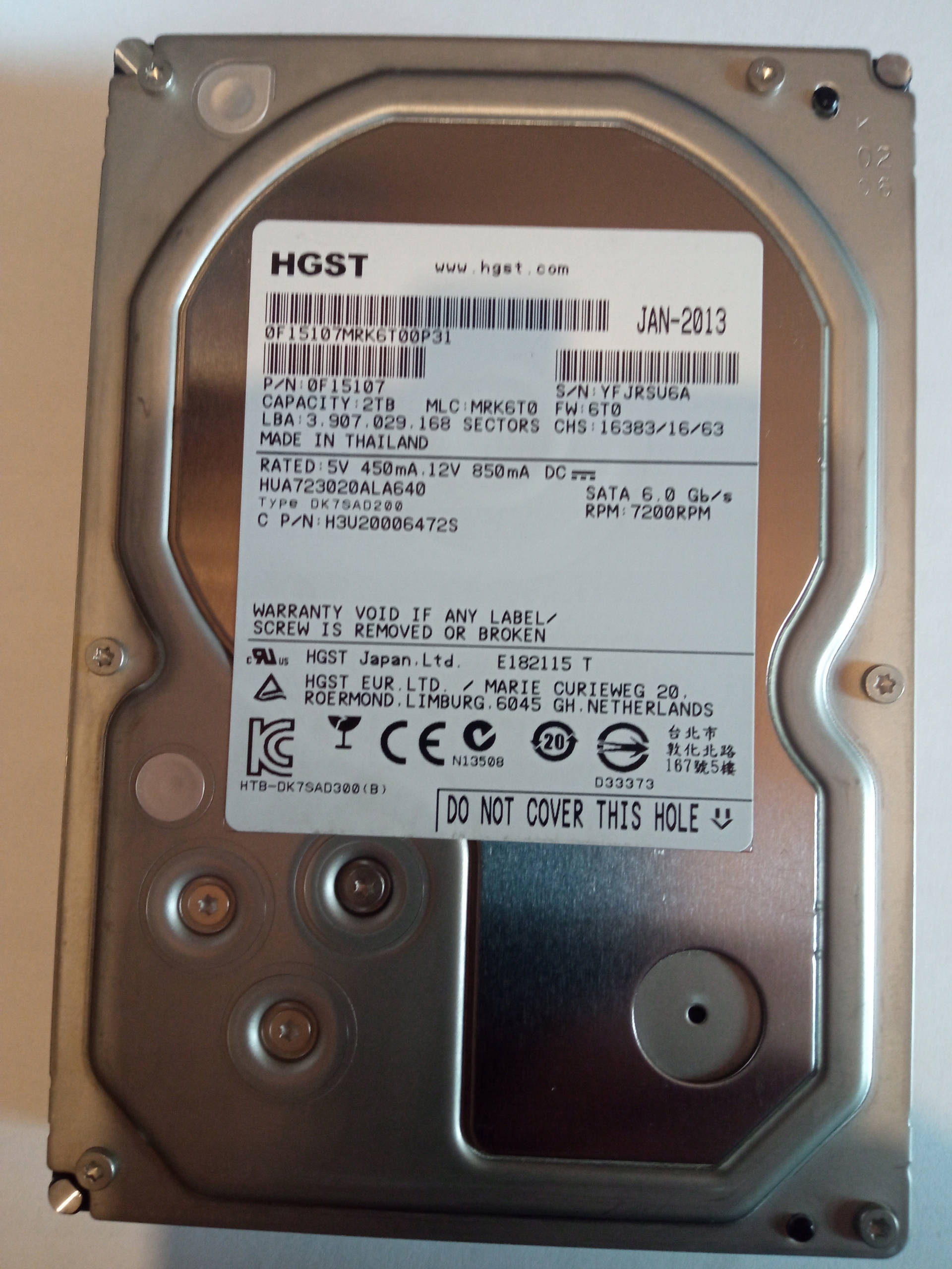 HDD 3,5" HGST 2000GB HUA723020ALA640 2TB