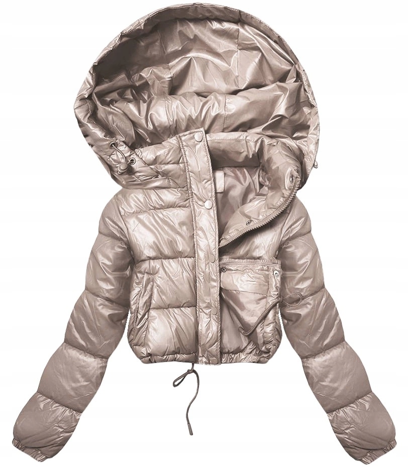 Krátká Dámská Péřová Bunda 3831 Béžová XXL (44)