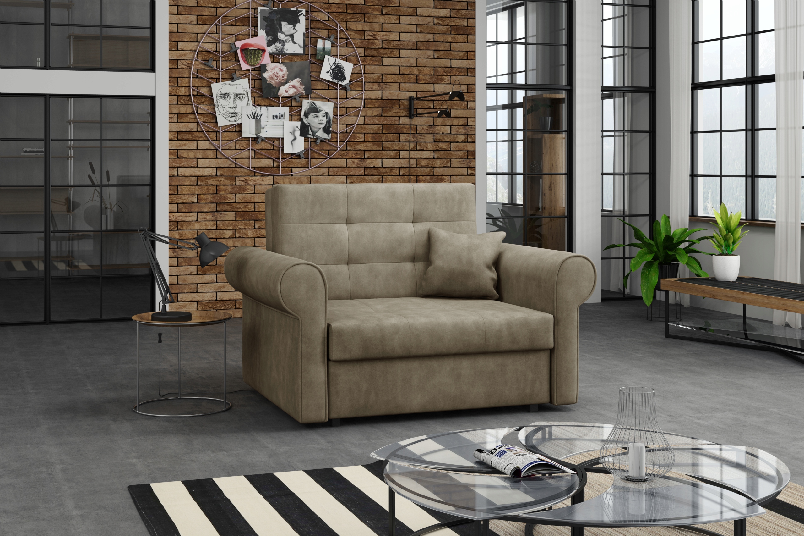 sofa VIVA I SILVER tapczanik rozkładany do przodu Kolor obicia odcienie niebieskiego