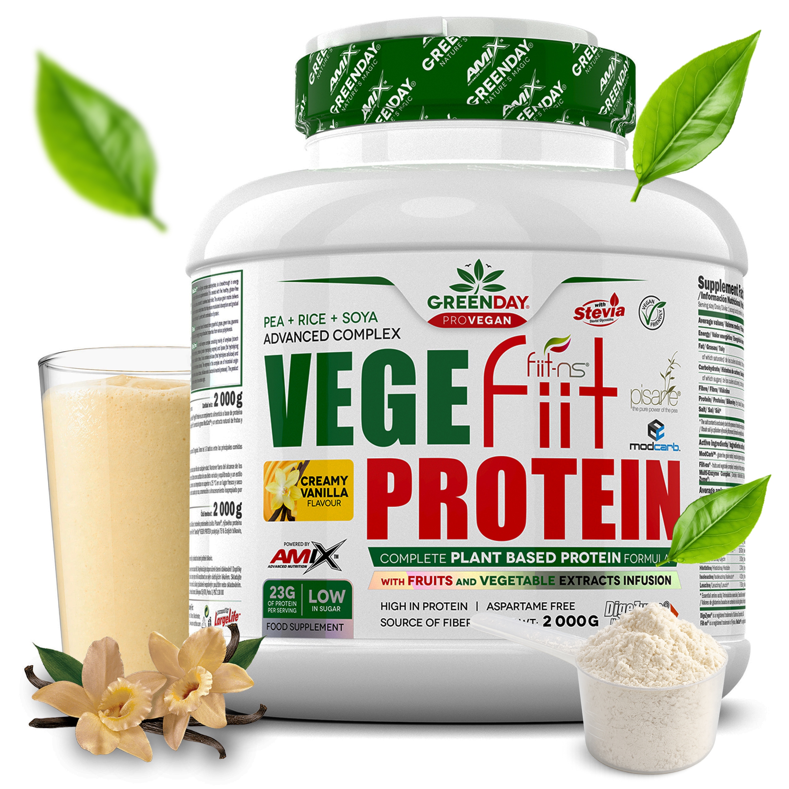 Rostlinné Veganské Bílkoviny Protein 2 kg Vanilková sójová rýže hrách