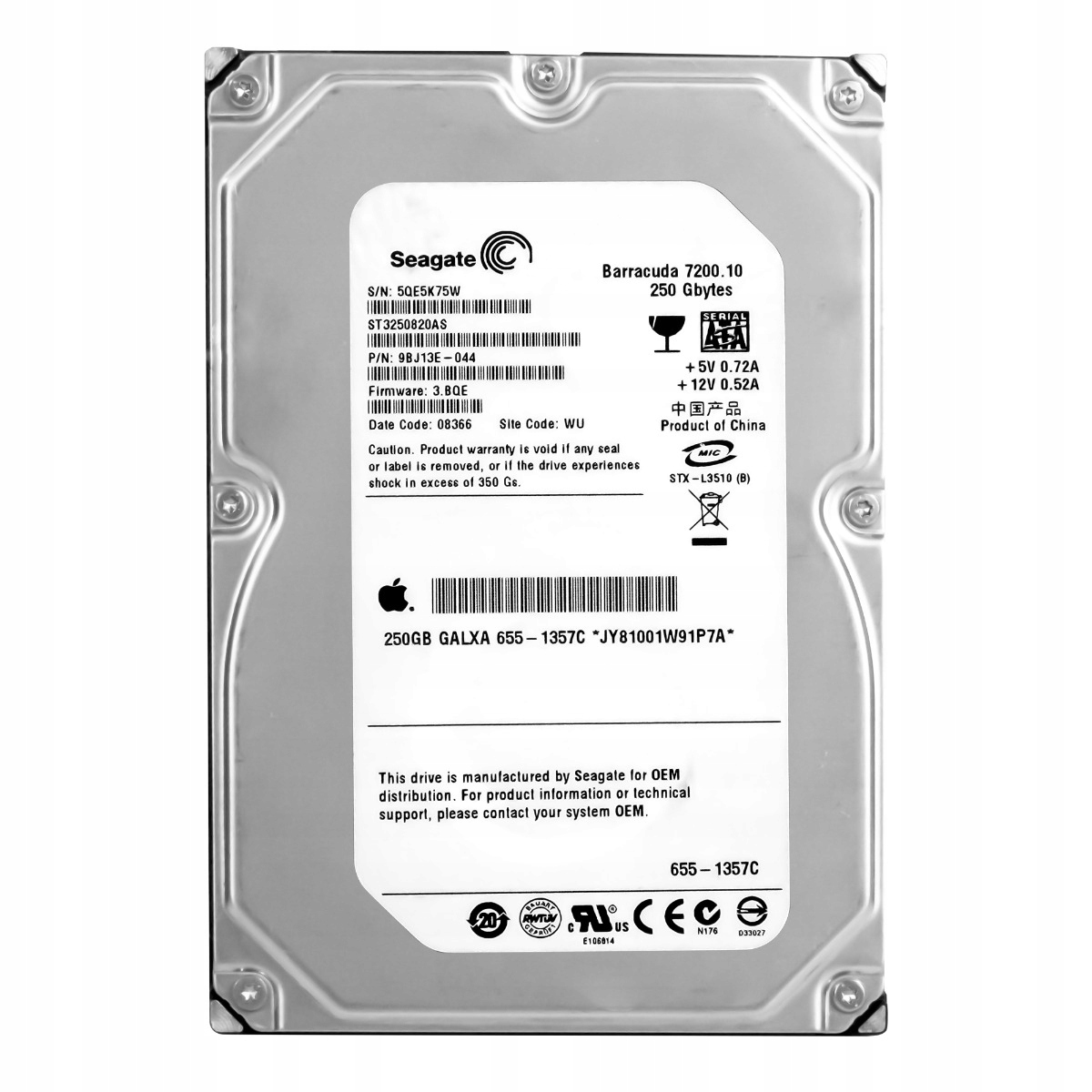 Apple 655-1357C 250GB 7.2K 8MB Sata II 3.5'' ST3250820AS