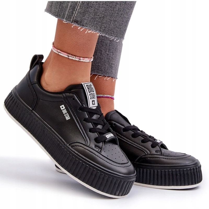 Dámské Eko Kožené Tenisky Na Platformě Big Star NN274255 Černé 37