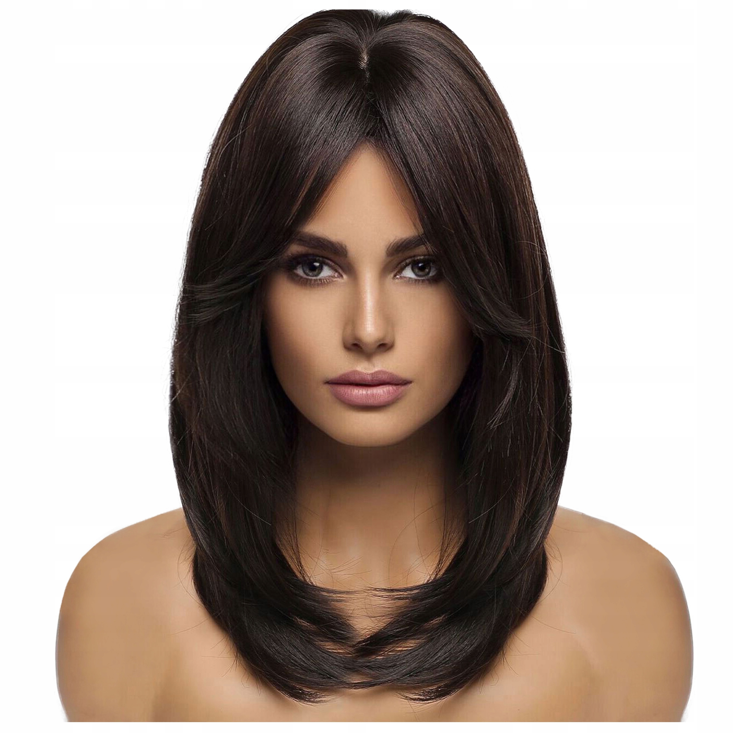 Peruka czekolada brąz włosy Jak Naturalne Grzywka