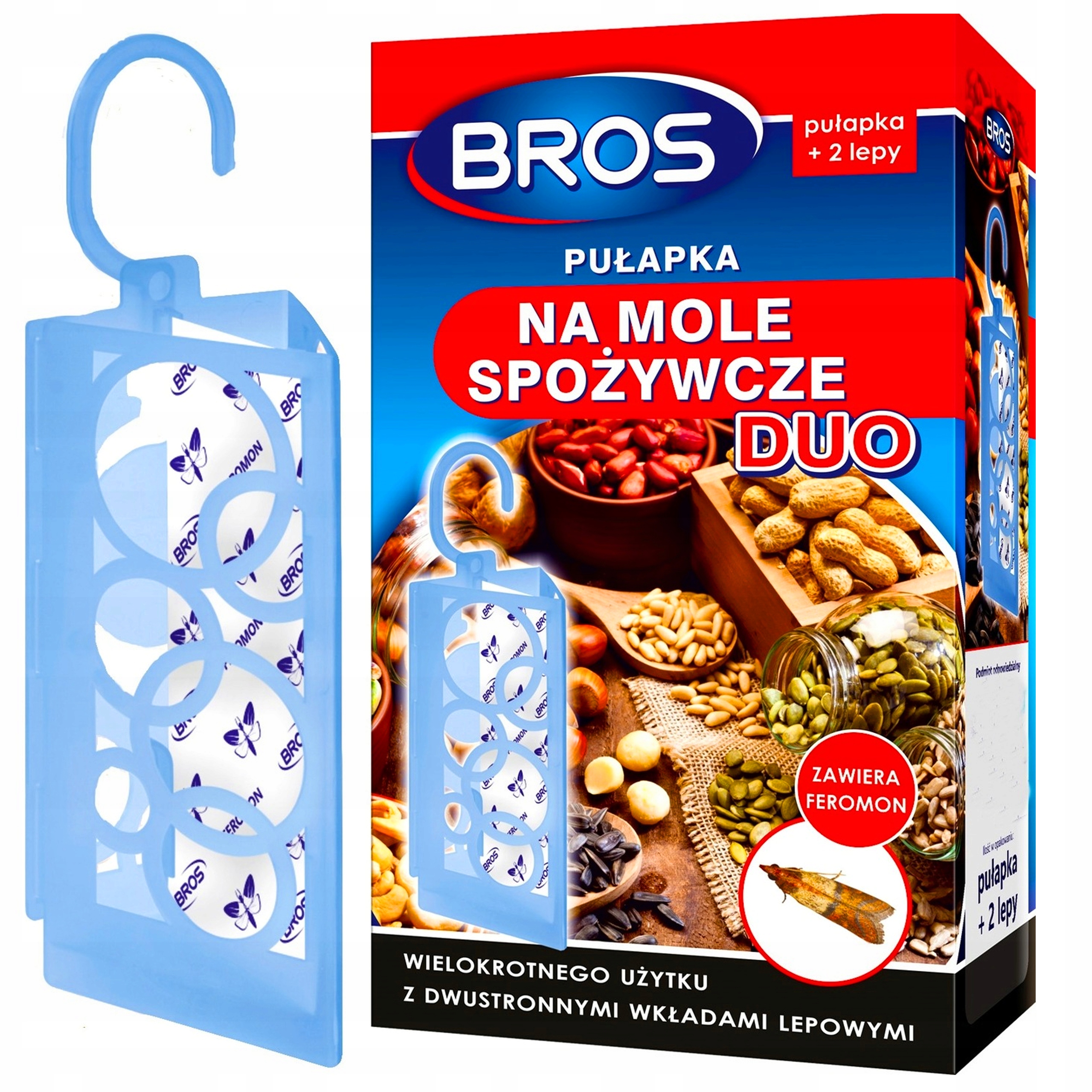 BROS PUŁAPKA LEP NA MOLE SPOŻYWCZE DUO + 2 WKŁADY