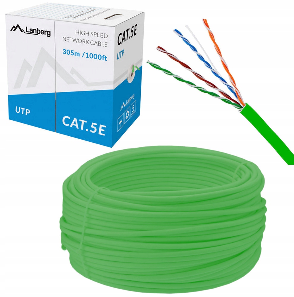 

Kabel Sieciowy Lan Utp Kat 5E 50m Skrętka zielony