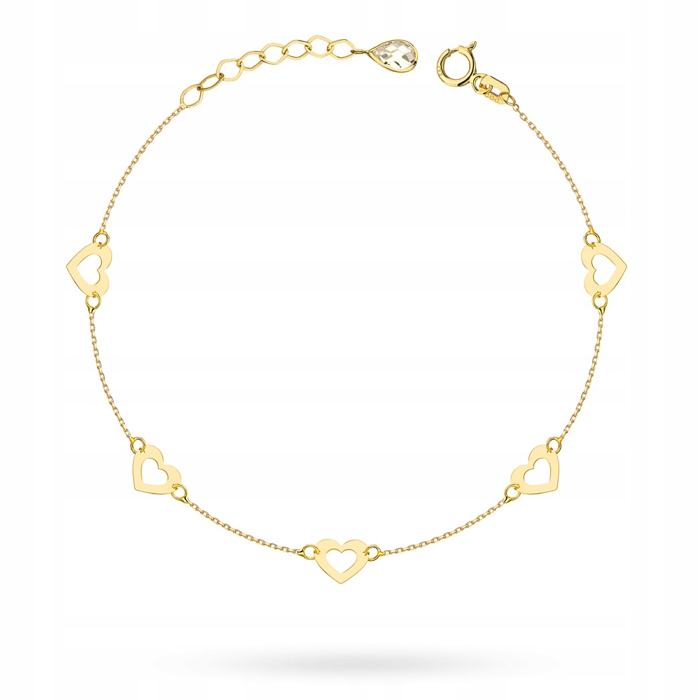 

Złota Bransoletka pr. 585 z Cyrkonią i Serduszkami