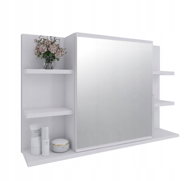 Koupelnová skříňka 80x50 cm bílá matná závěsná, 6 polic, moderní