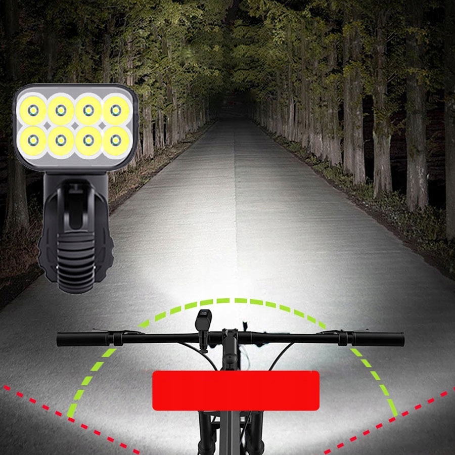 LAMPKA ROWEROWA LED OŚWIETLENIE ROWER PRZÓD TYŁ Kolor dominujący czarny