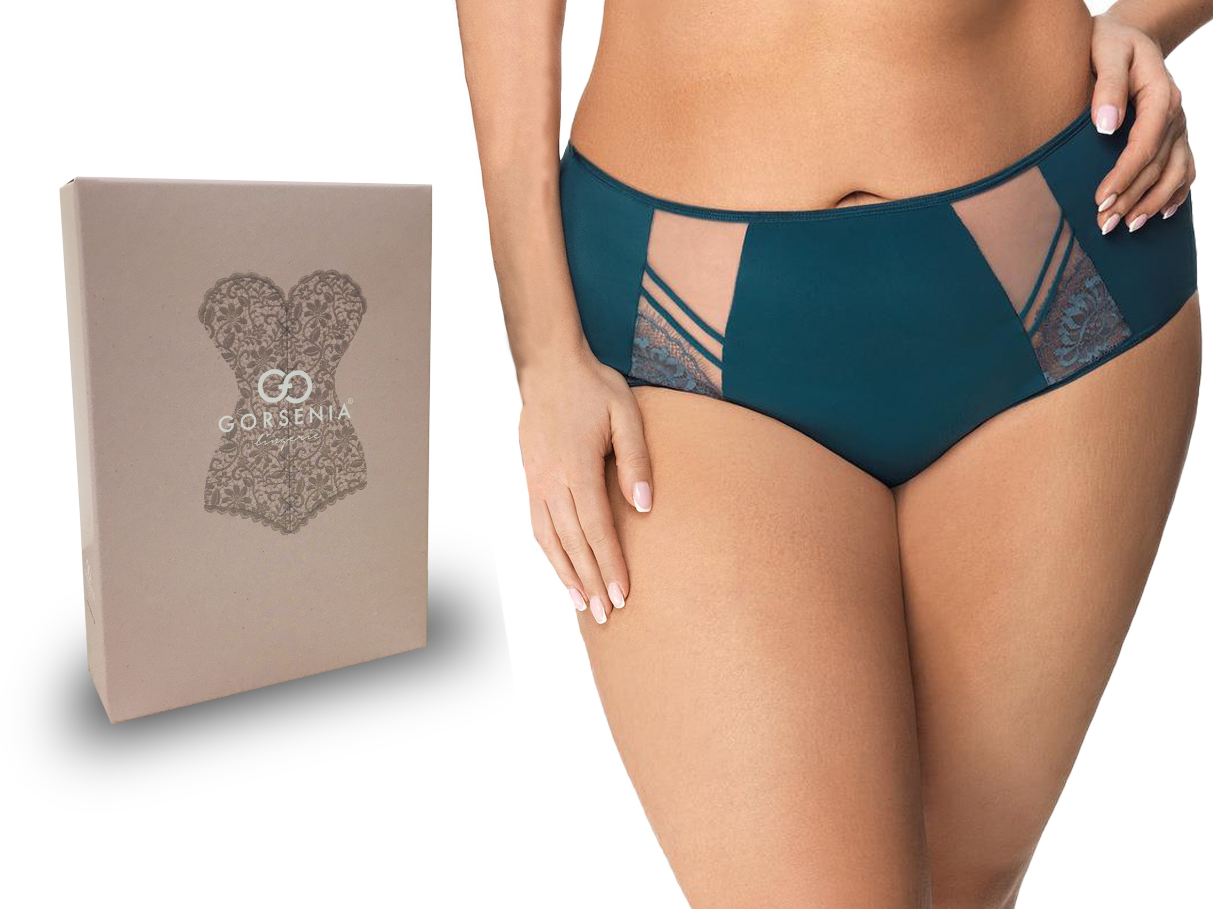 

Pełne figi Gorsenia K497 Paradise, zielone, 4XL
