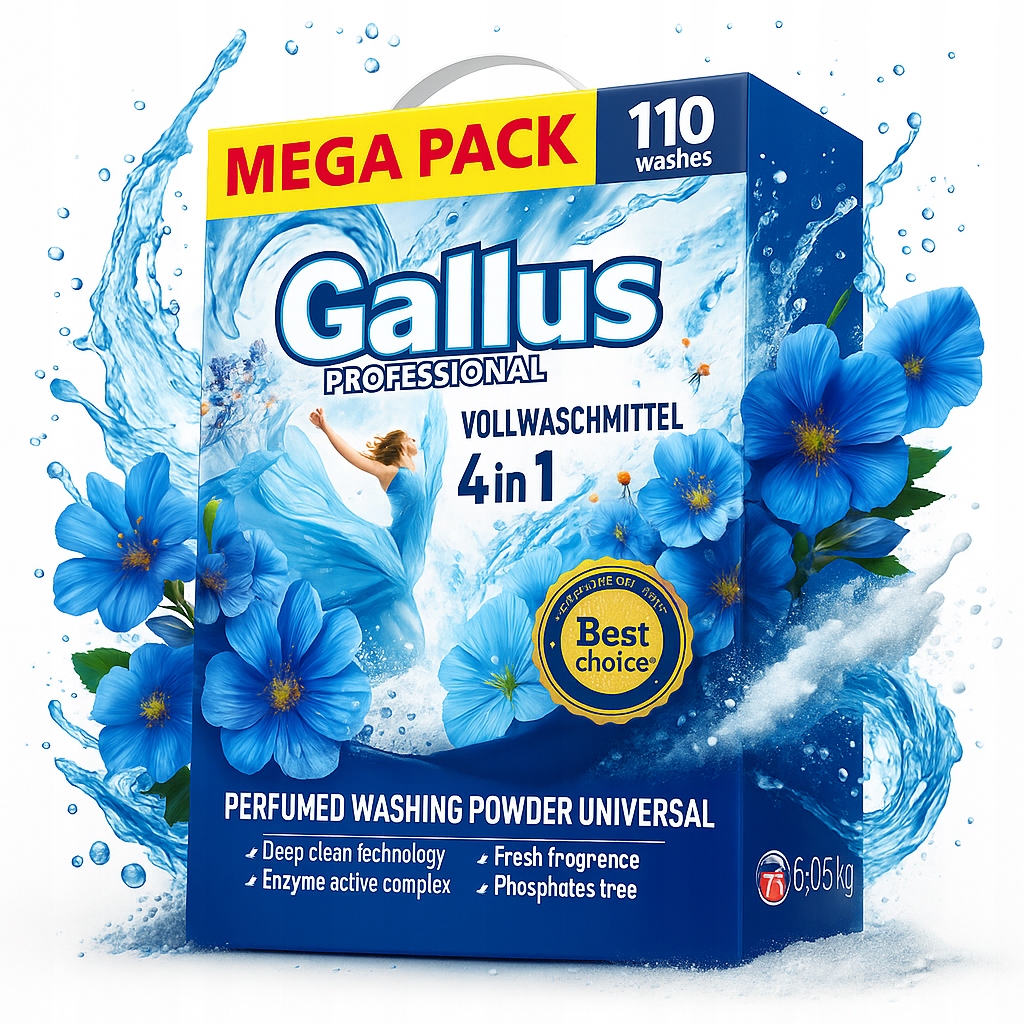 Levně Prášek na praní Gallus Univerzální 110 praní 6.05 kg Bílý Světlý