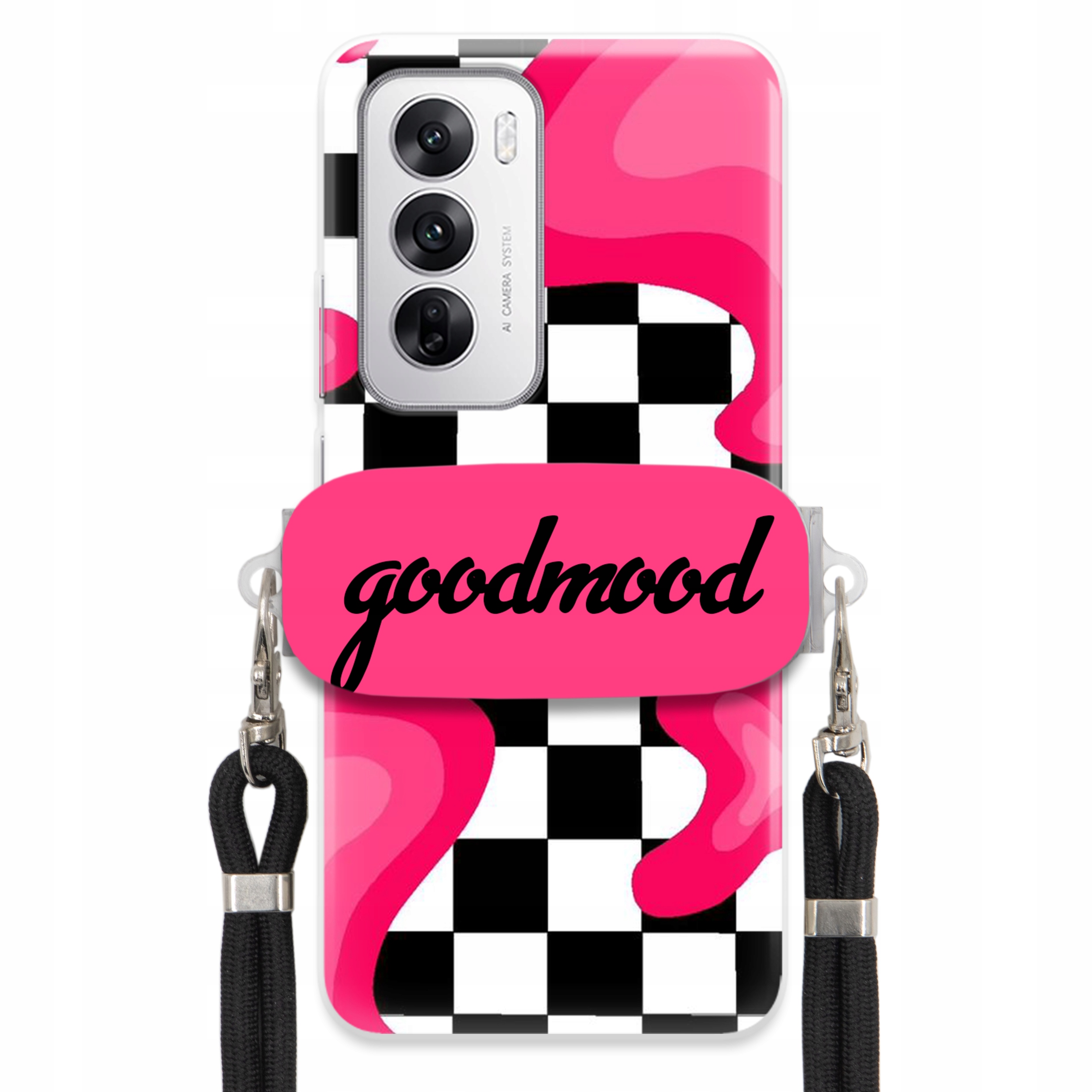 Pouzdro Pro Oppo Reno 12 5G Sada Case Držák Na Vodítko Černá For Teen Splash