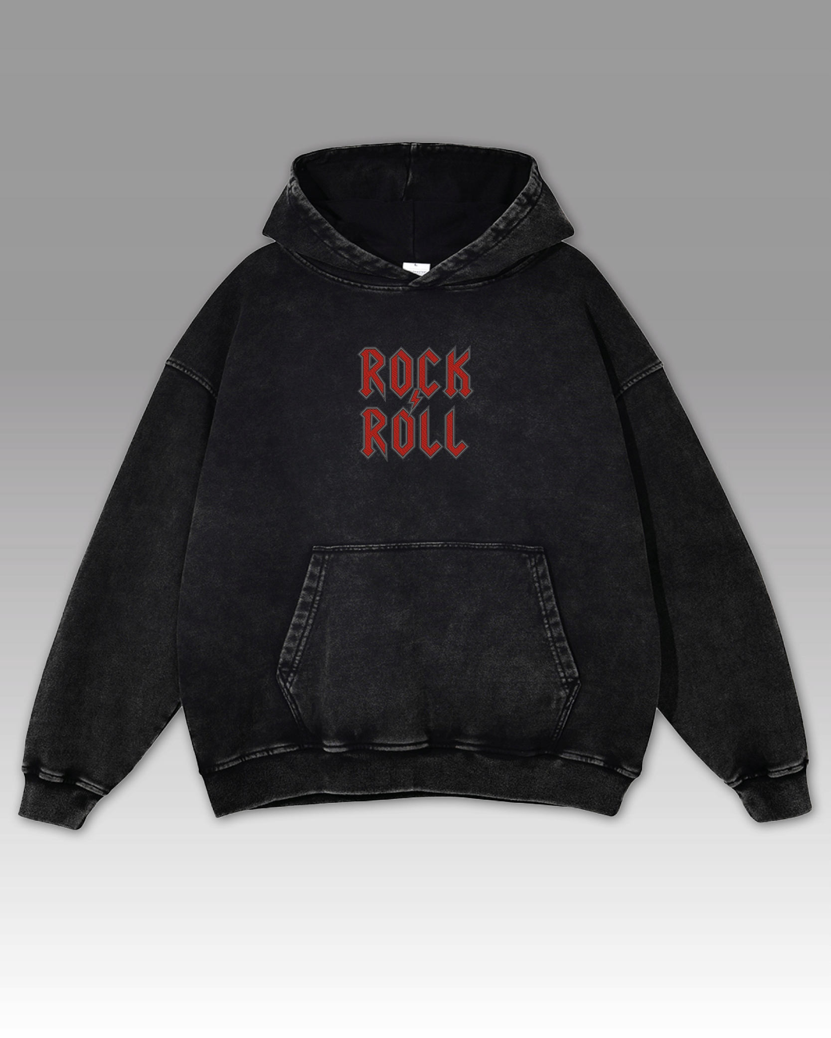 Mikina Rock & Roll Haft Oversize Spraná Hudba Metal Blesk Černá XL