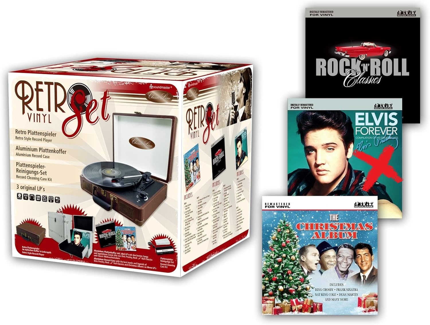 Gramofon Retro Soundmaster VCS3 + walizka na płyty + 2 płyty winylowe Marka Soundmaster