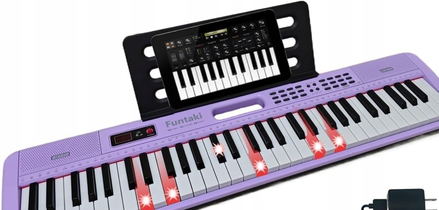 Klávesy Piano 61 Kláves Podsvícené MIDI Růžové