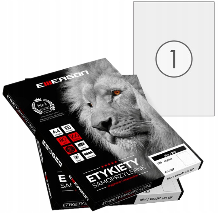 

Etykiety samoprzylepne A4 Emerson 100 ark 210X297