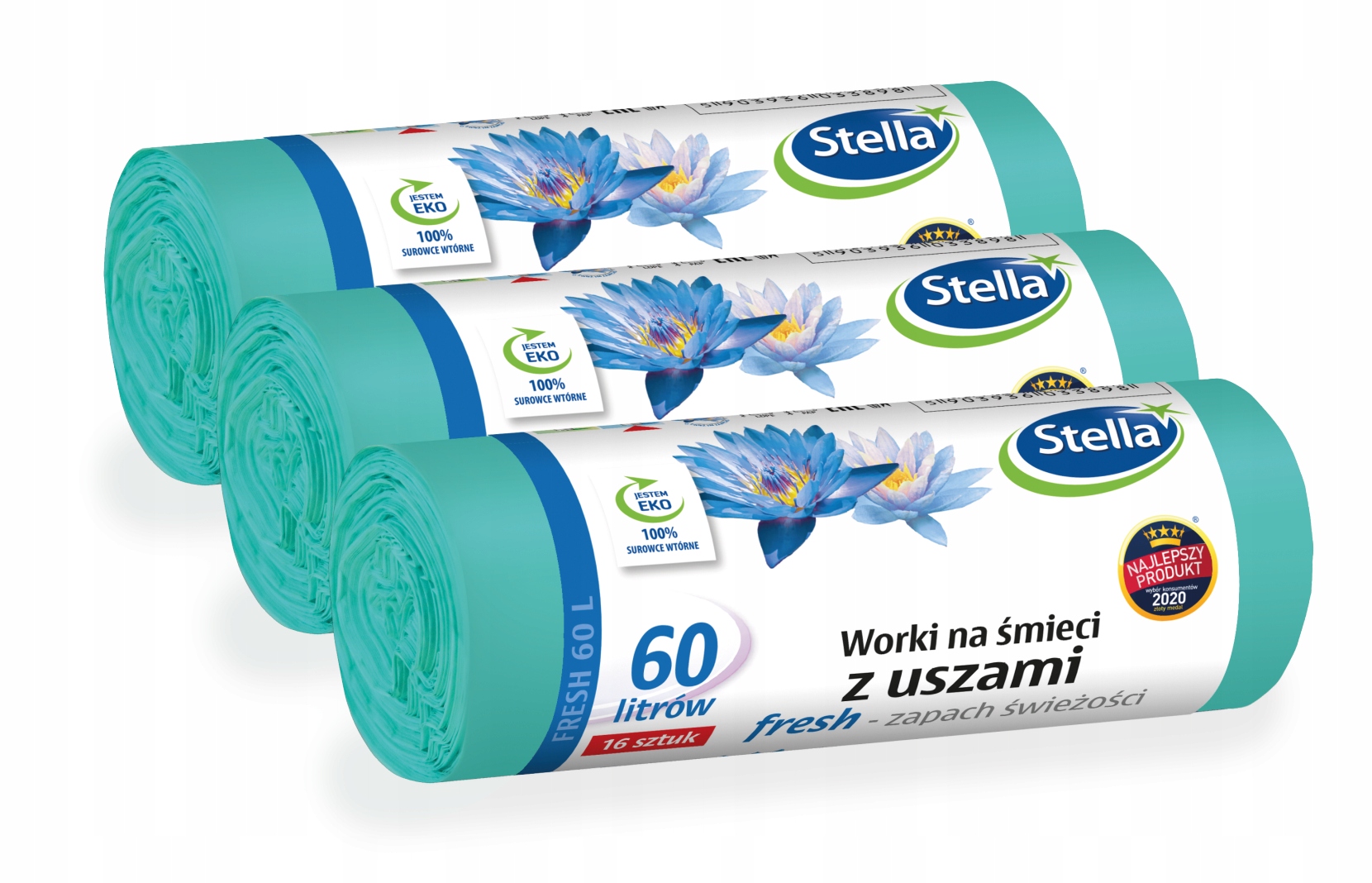 

Worki na śmieci, miętowe, Pachnące Fresh 60L 3x16