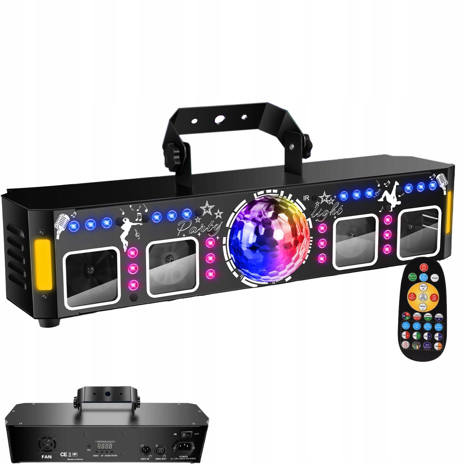 Diskotékový laser Led koule disco projektor 4eys stroboskop