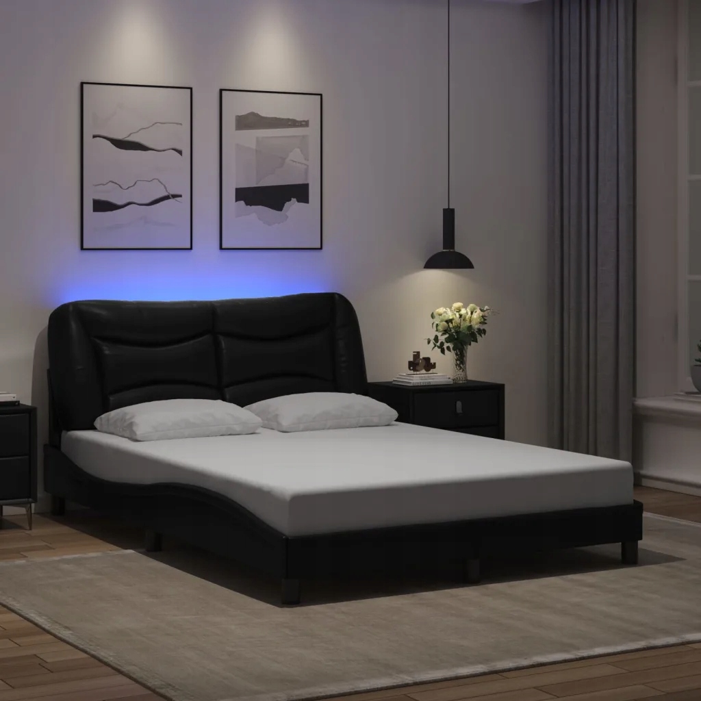 Rám postele s Led bez matrace Hvar černý 120 x 200 cm Černý 3213920