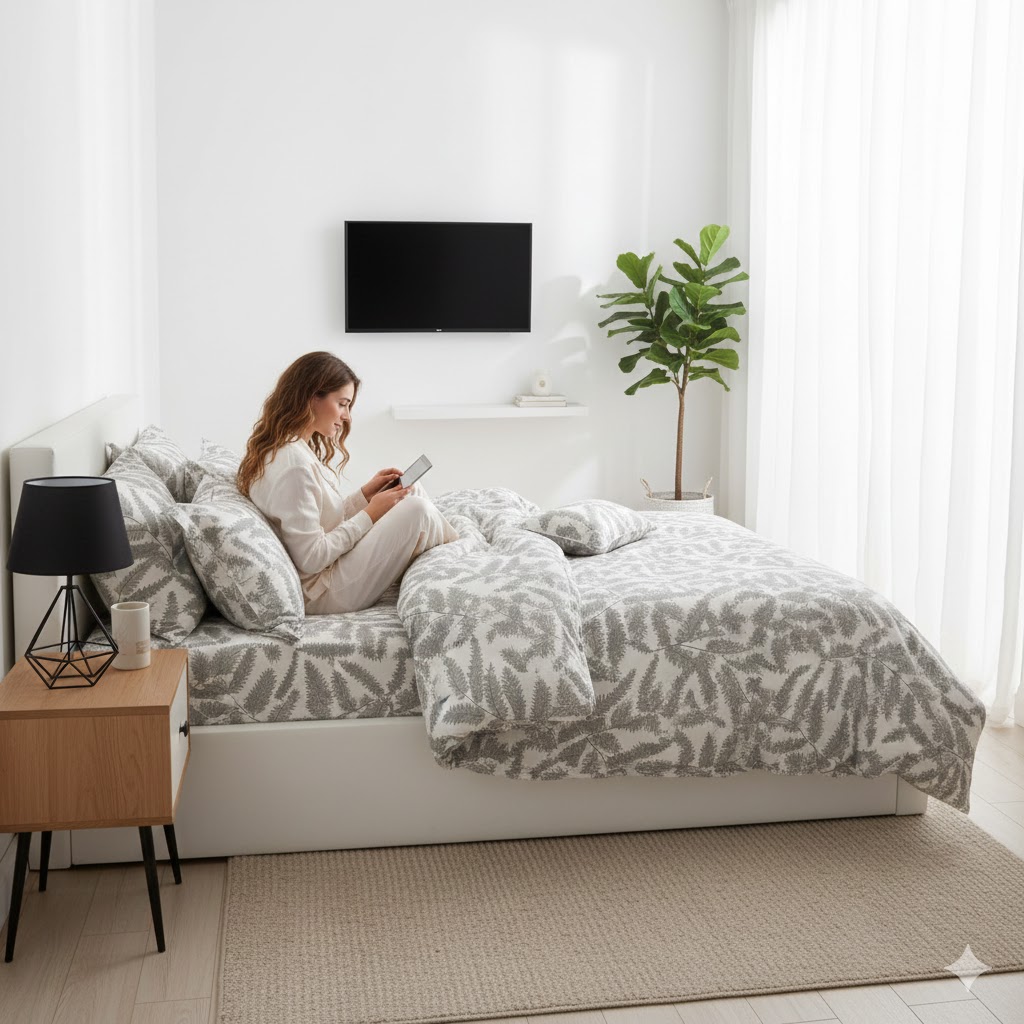 3dílná sada povlečení na peřinu Classic Fern Grey 100% bavlna do ložnice 160x200 cm