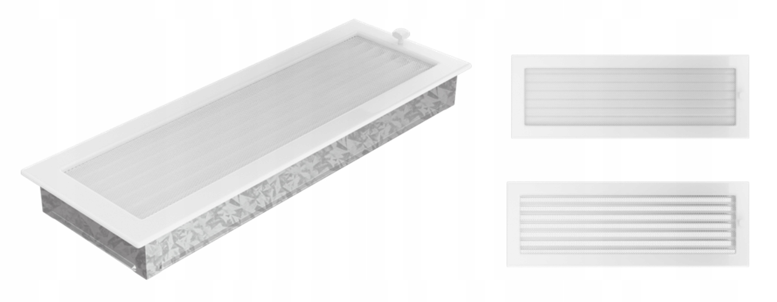 Krbová mřížka bílá s pohyblivou žaluzií 17x49 malovaná, velká, do krbu