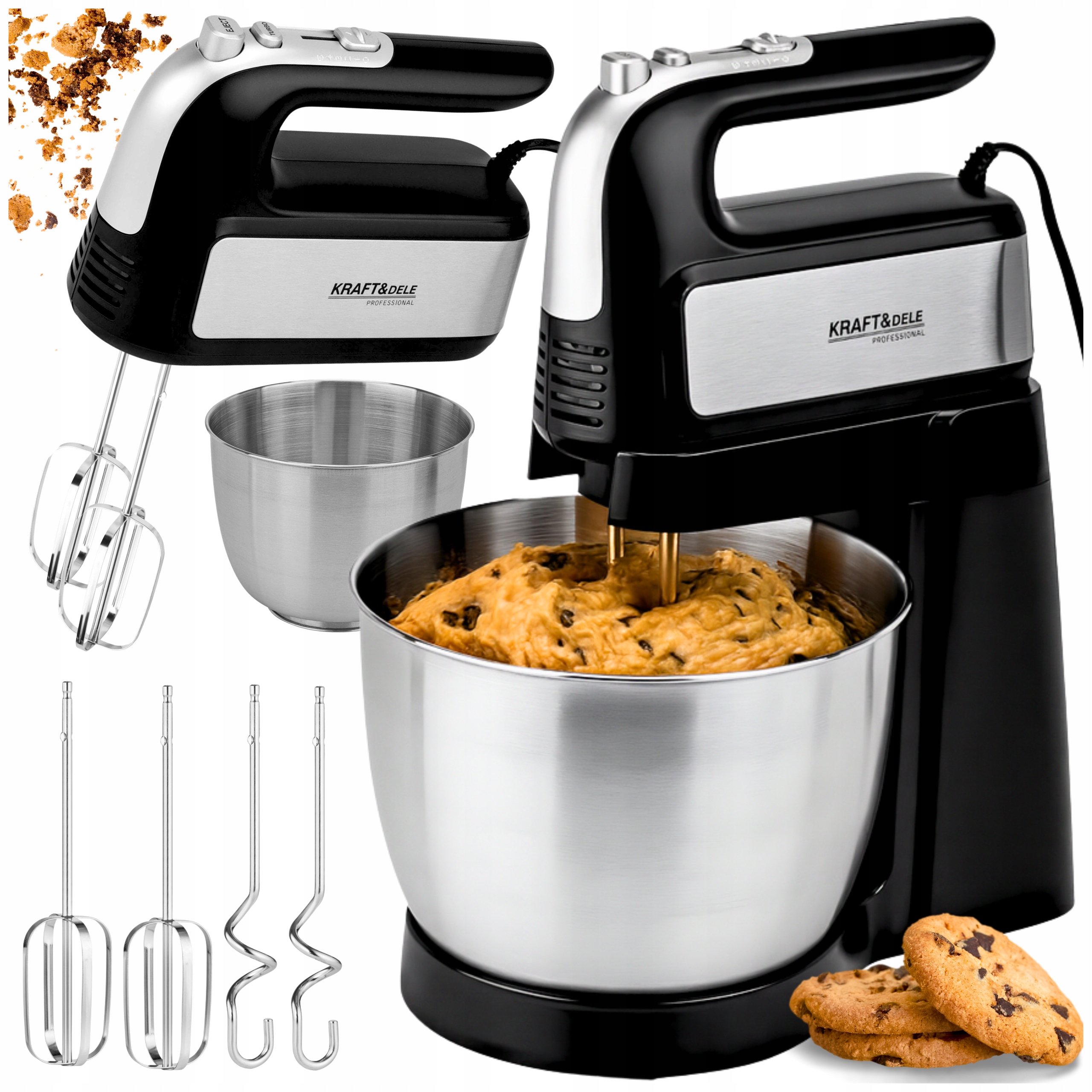 Mikser Z Misą Ręczny Wielofunkcyjny Robot Kuchenny 1000W Turbo 5 Biegów