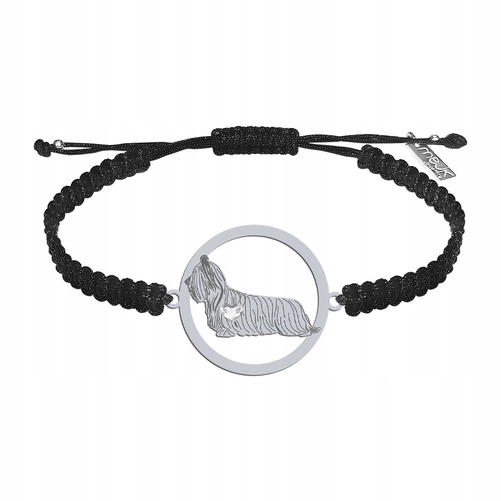 Stříbrný náramek se psem Skye Terrier Stříbro 925 Šperky Makramé Gravírování
