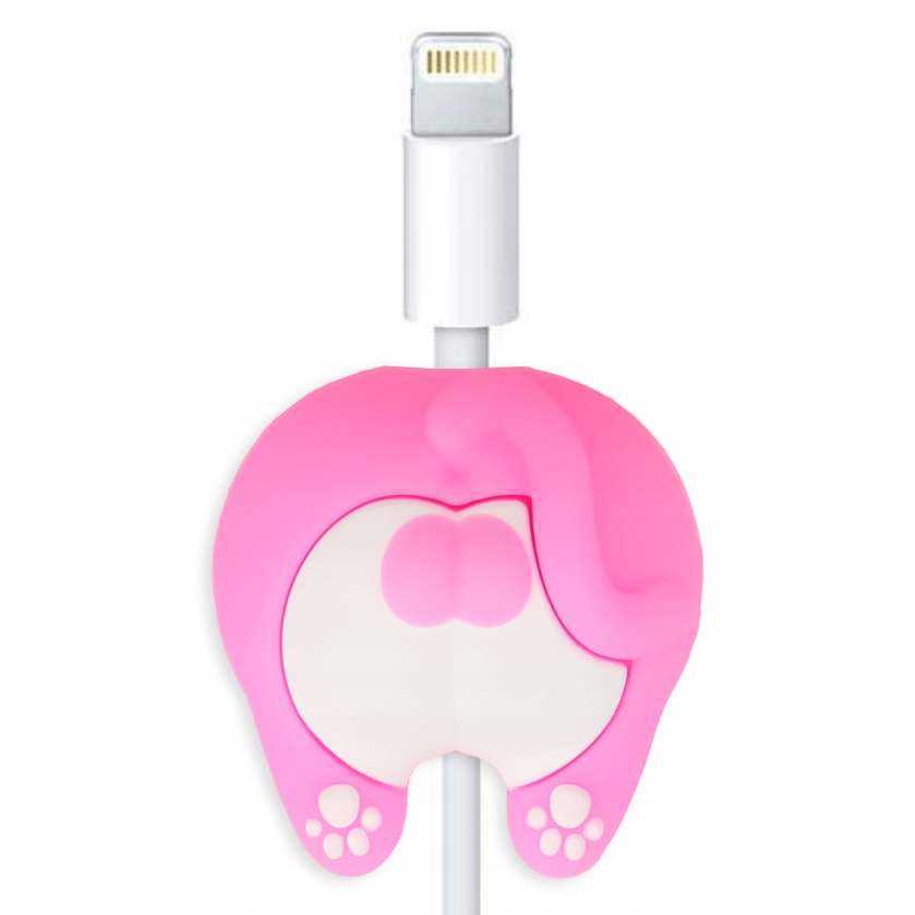 Ochronna Osłona Na Kabel USB Ładowarki Antyzłamaniowa KOT PUPA RÓŻOWA