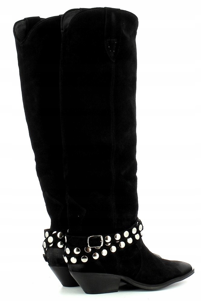 CARINII B7589 KOWBOJKI SKÓRA ZAMSZOWE CZARNE 36 Rozmiar 36