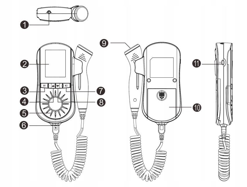 DETEKTOR TĘTNA PŁODU + Żel USG + OSŁONKI + GAZIKI Złącza miniJack miniUSB