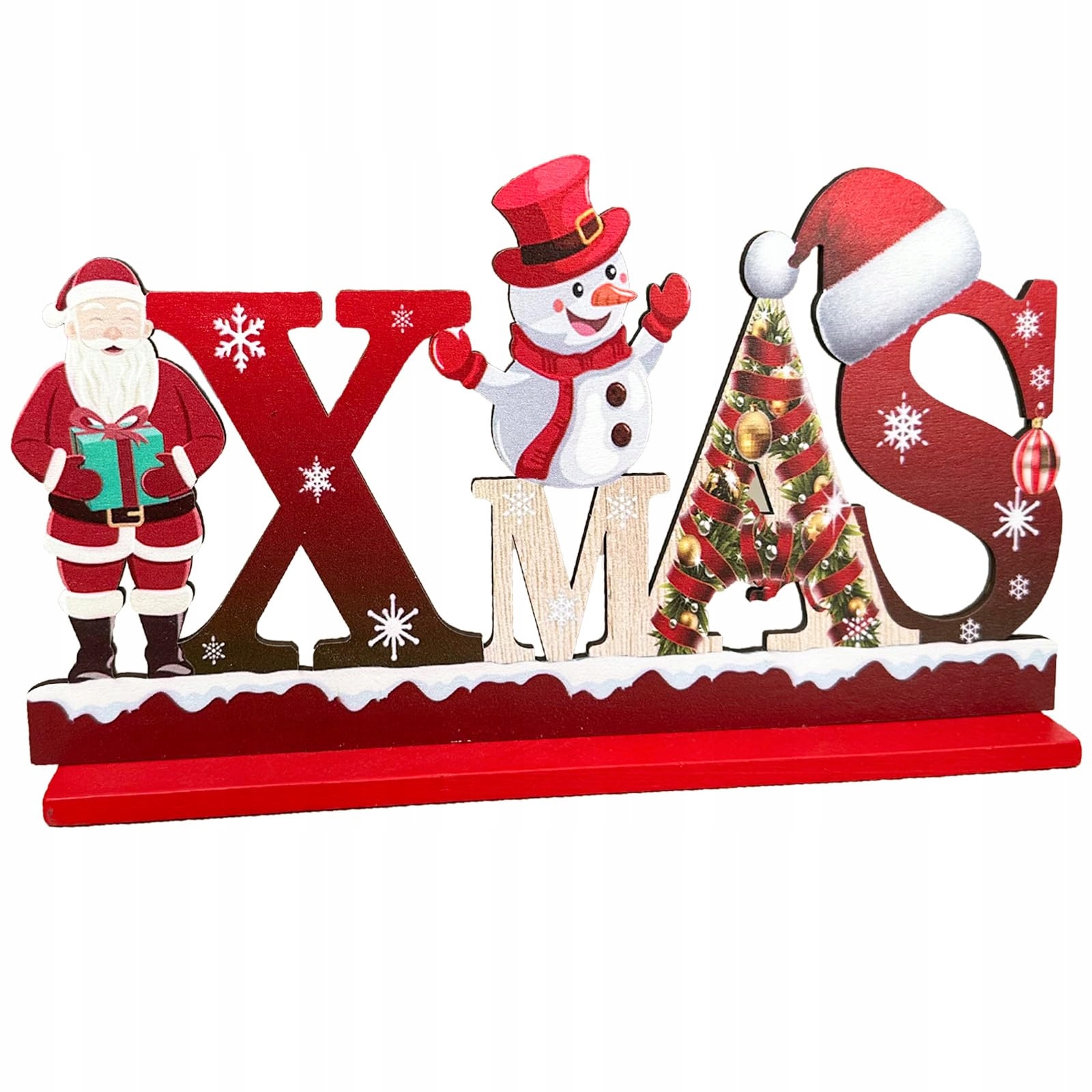 Vánoční dekorace s nápisem Xmas ze dřeva BOOSHMall na stůl 26 cm