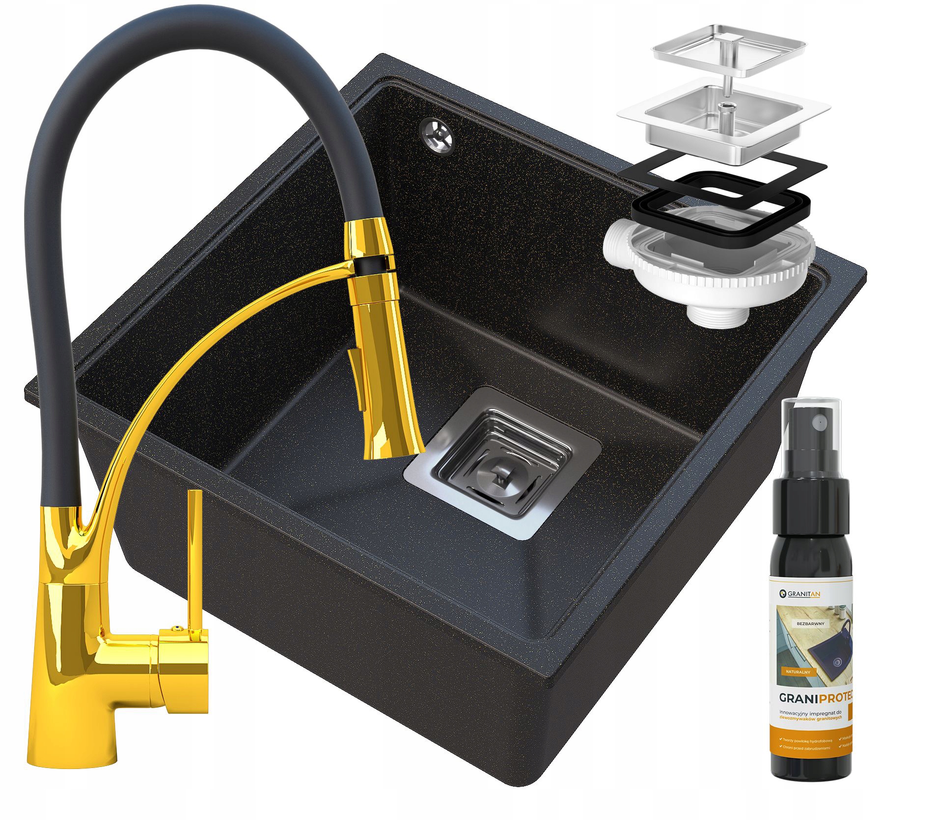 Poddoskový Drez Čierny Sada Napo 55 CM Zlatý