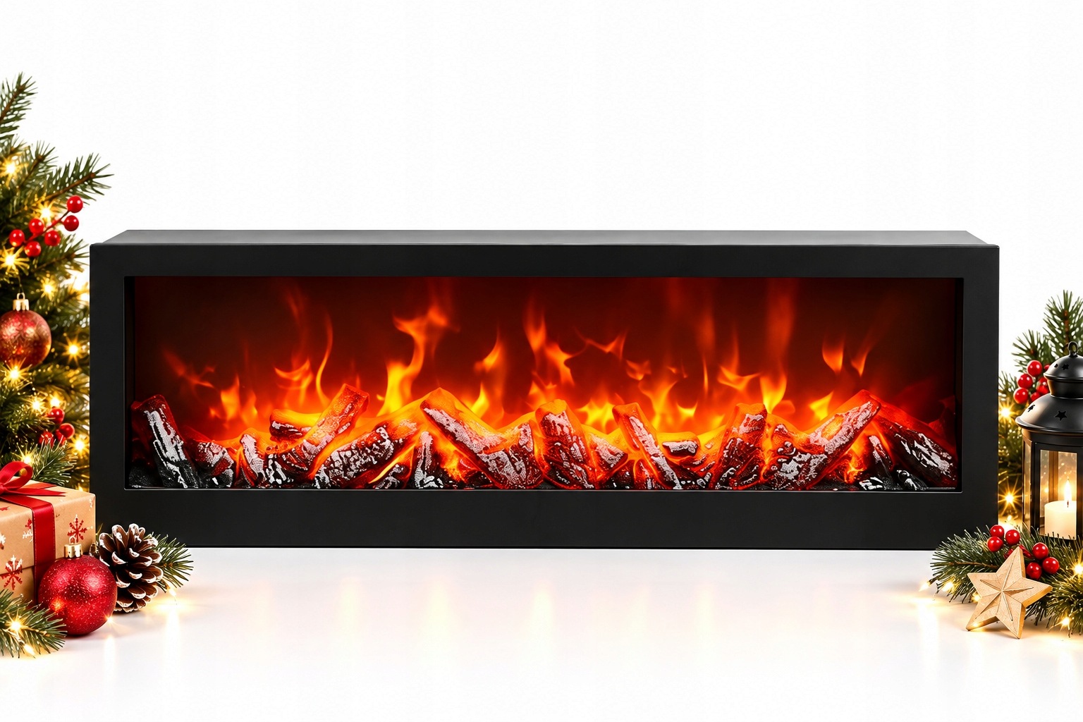 Led Dekorativní Krb 60 CM Efekt Plamene Černý Usb 3X Stolní
