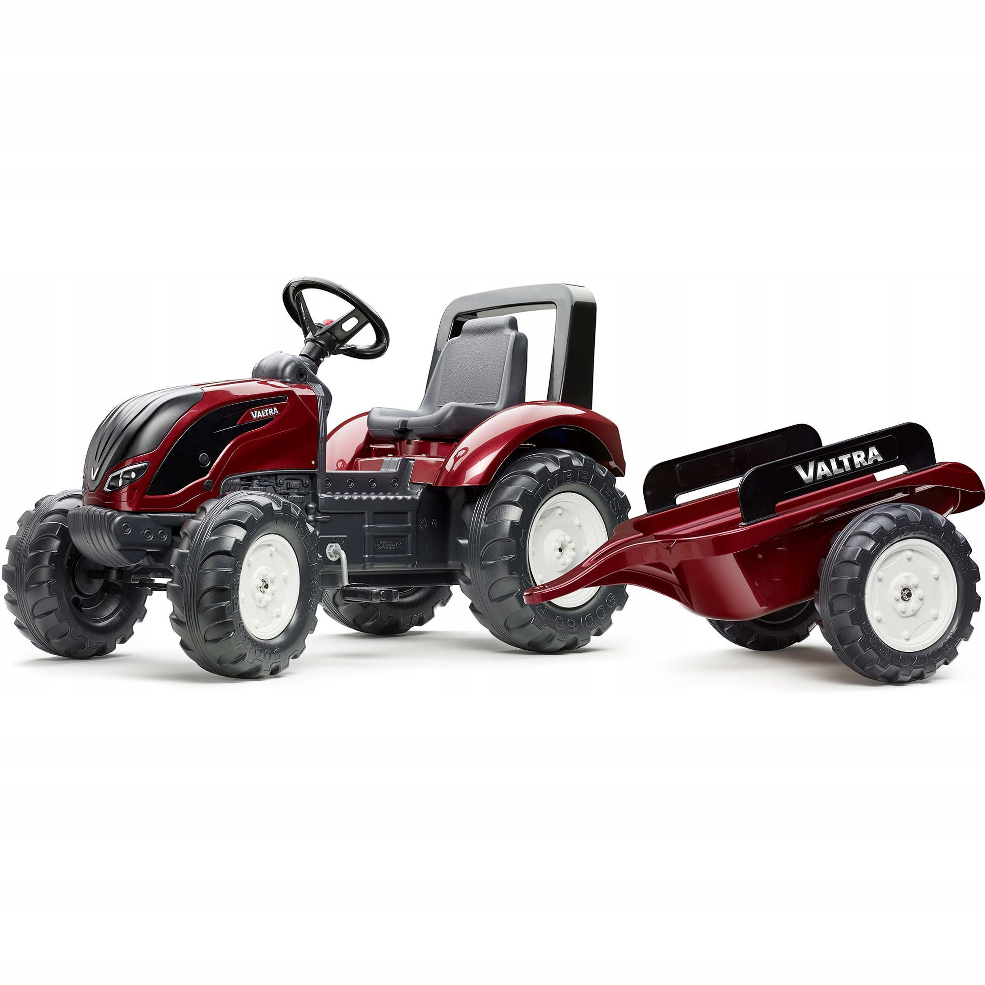 Falk Traktor na Pedały Valtra S4 Bordowy z Przyczepą 3-7 lat