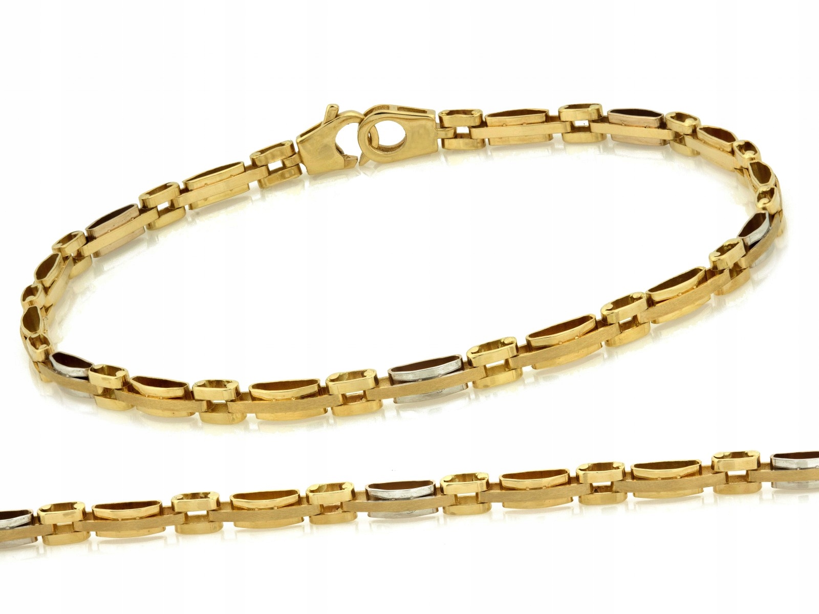 Zlatý náramek 585 s dvoubarevným saténem r20