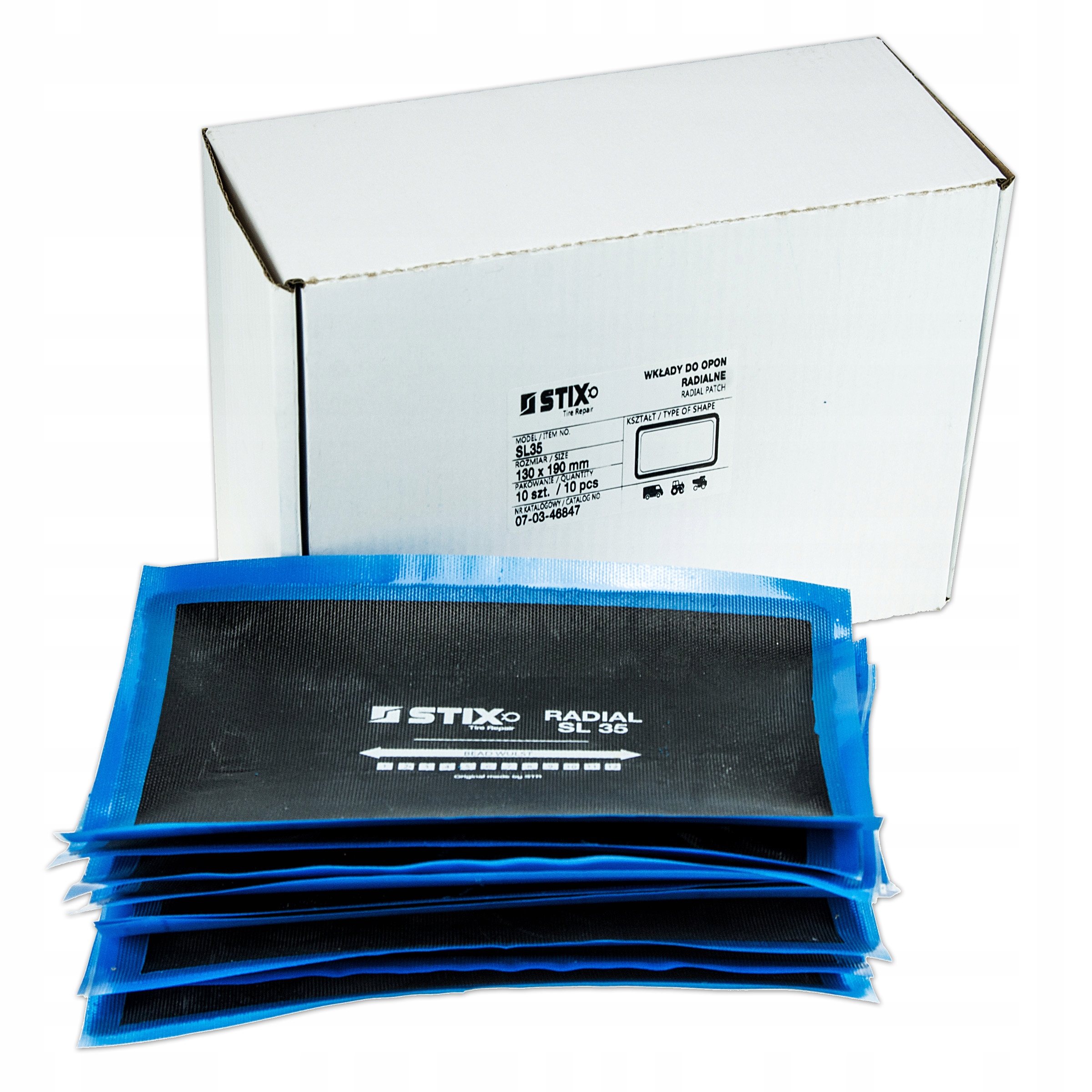 WKŁAD RADIALNY DO NAPRAWY OPON ŁATKA ŁATKI STR SL35 130X190MM STIX Marka Stix
