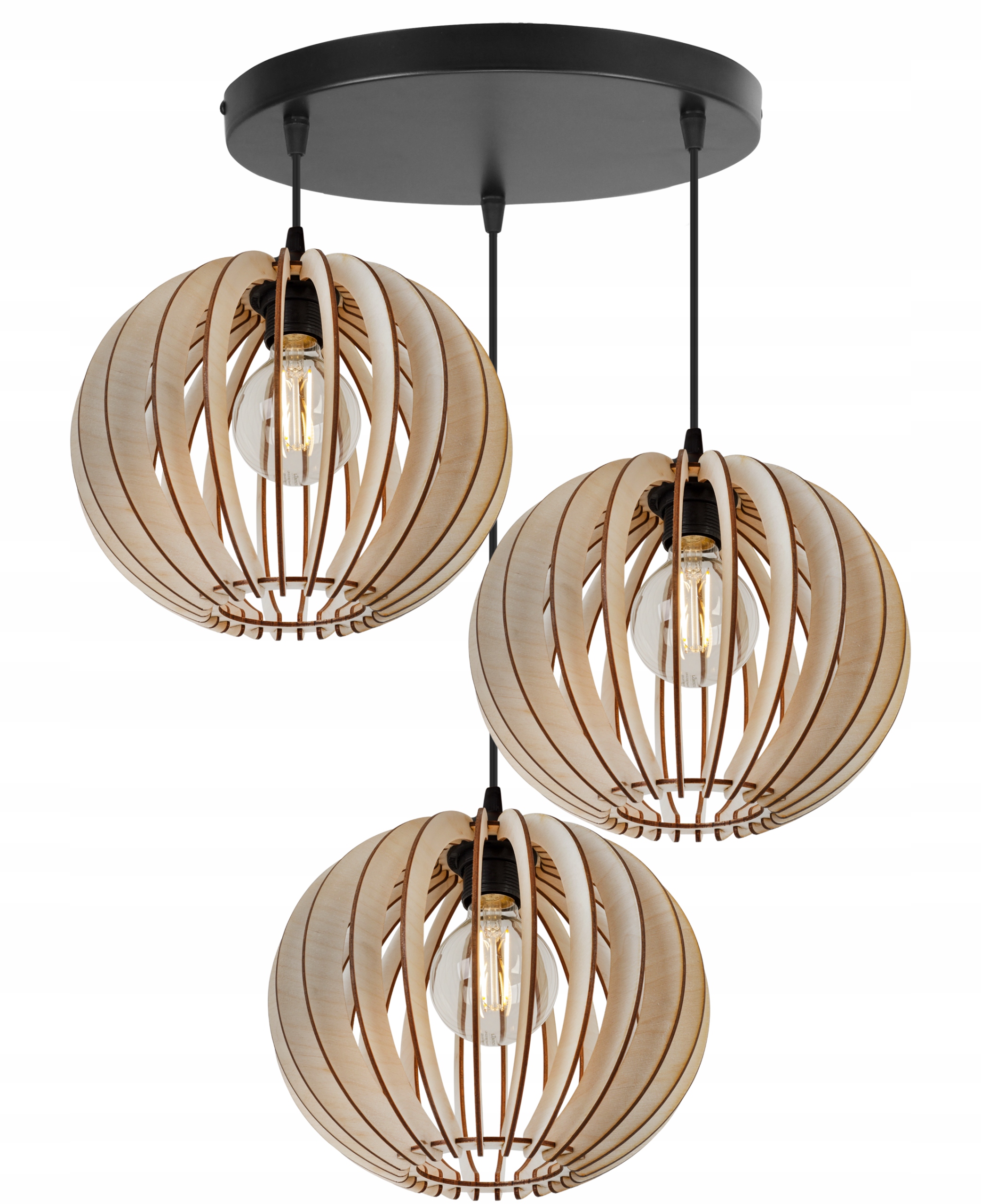 Závěsné Stropní Svítidlo S Trojitým Dřevěným Lustrem, Moderní Boho Led