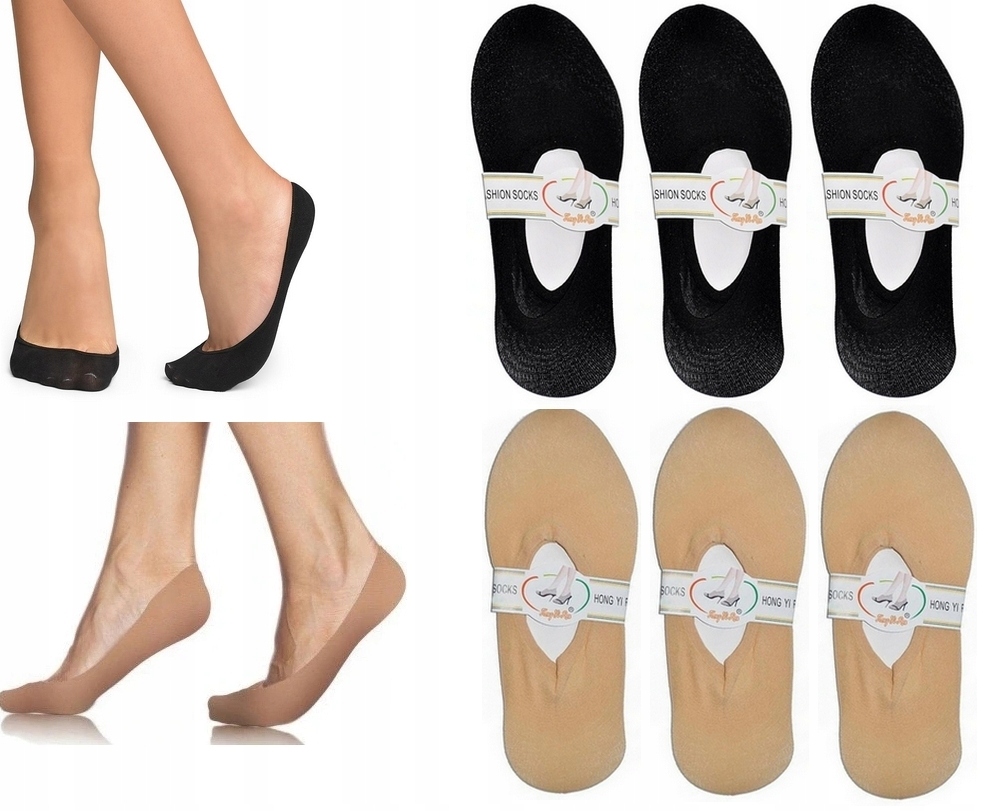 

6 Par Balerinki Czarne Cieliste Stopki 35-38