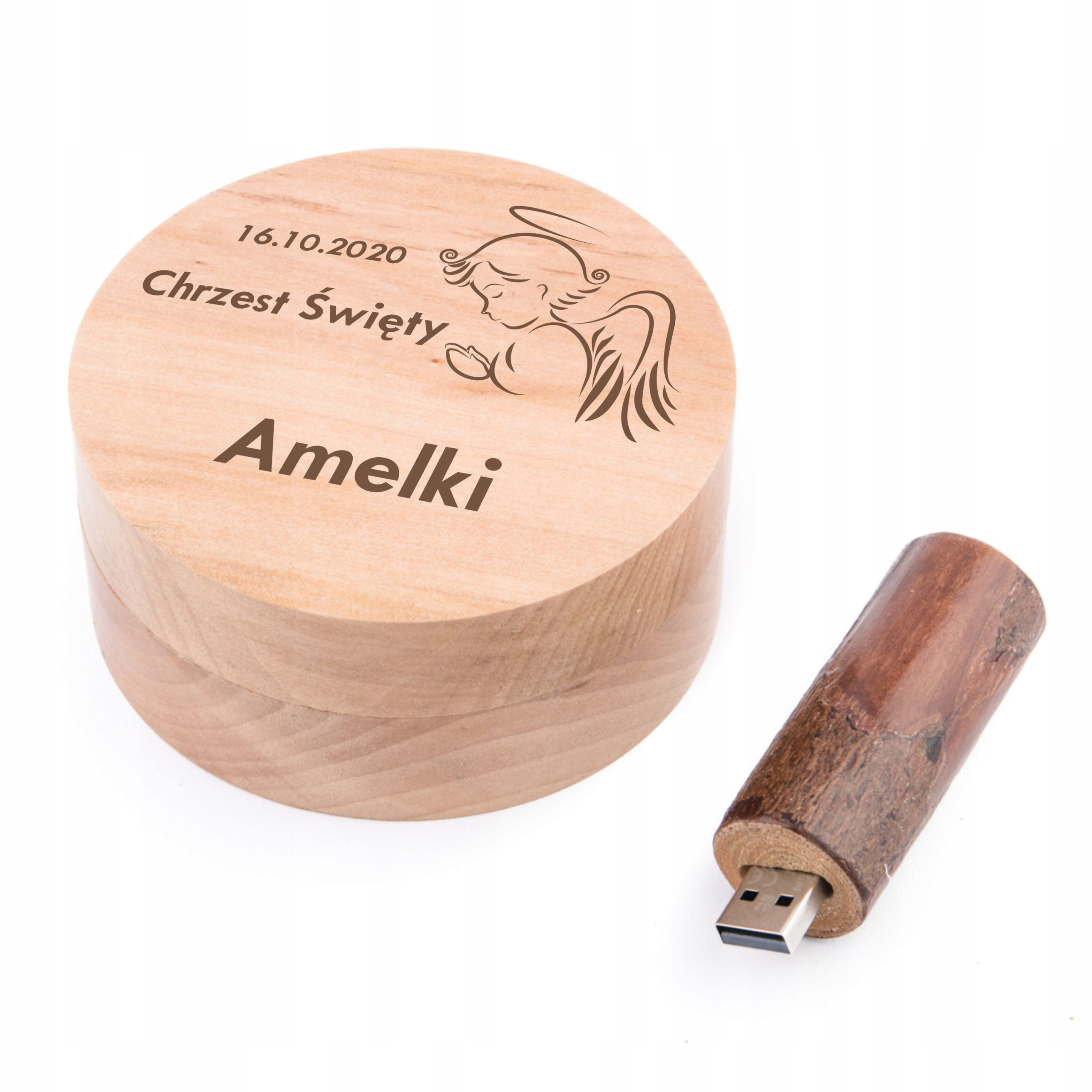 

Pendrive Drewno 8 Gb 2.0 box grawer Chrzest