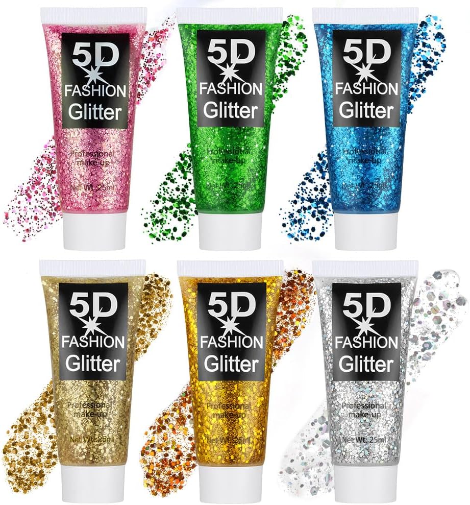 Gel Brokátový 6 Ks Na Obličej Flitry Holografické 25ML Festival