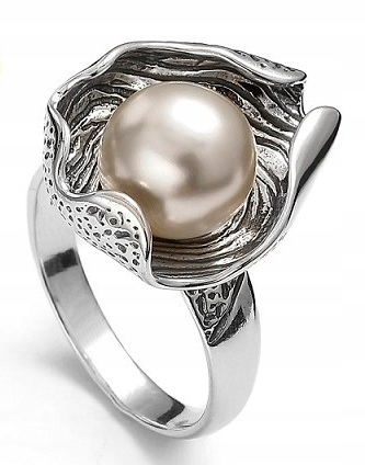 Krásný Stříbrný Prstýnek S Perlou, Vel 21 19 MM