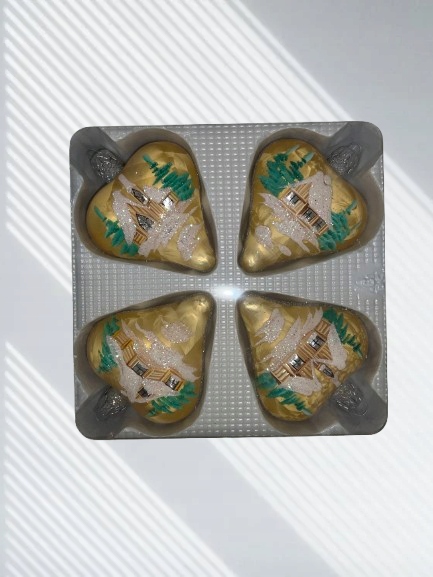 Vánoční Baňky Srdce 4 Ks Balení Domečky