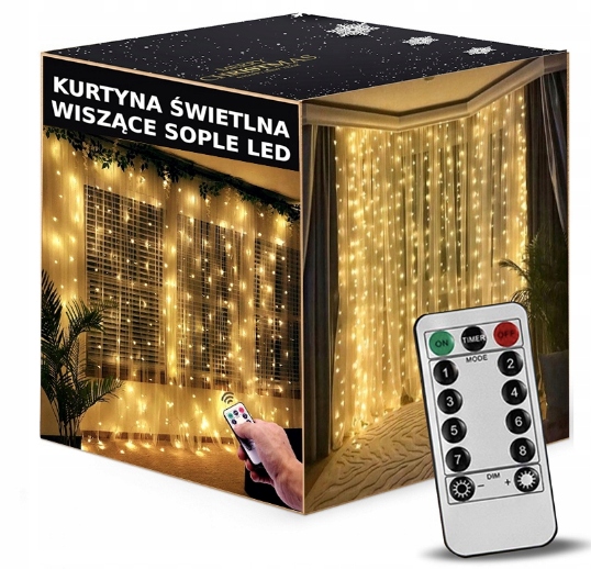 LAMPKI WISZĄCE 6X3 BIAŁA KURTYNA LED SOPLE LEDOWE