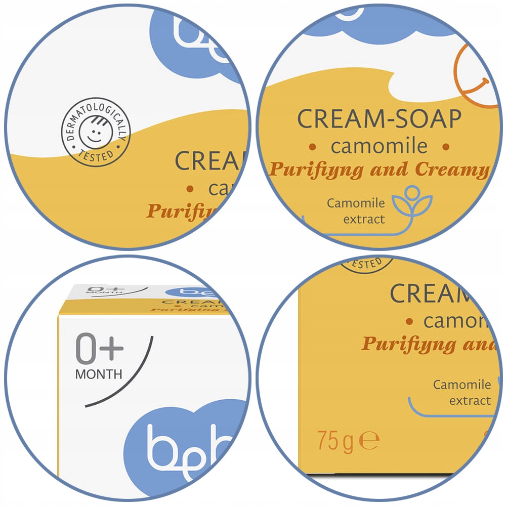 BEBBLE MYDŁO RUMIANKOWE delikatne dla dzieci witamina E 75g EAN (GTIN) 3800002306660