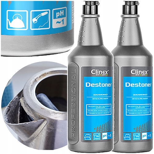 Levně Clinex Destoner Odvápňovač Odstraňuje Lešticí Kámen Pro Konvice 1L 2ks